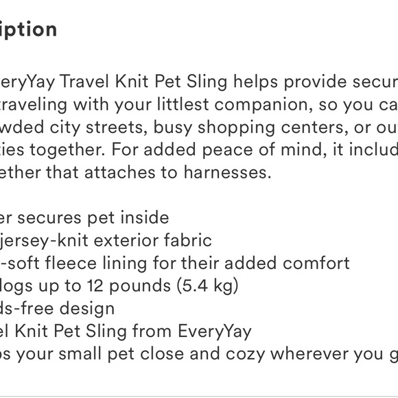 Everyway Gray Pet Sling Carrier - Picture 7 of 7